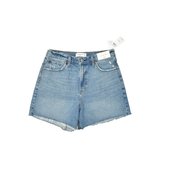 Abercrombie & Fitch Women The Dad Short High Rise Blue Denim Size 29 Cotton NWT - Picture 1 of 8